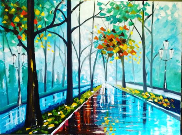 Quadros para Sala Pintura Tela Paisagem Depois da Chuva