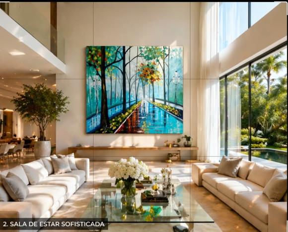 Quadros para Sala Pintura Tela Paisagem Depois da Chuva