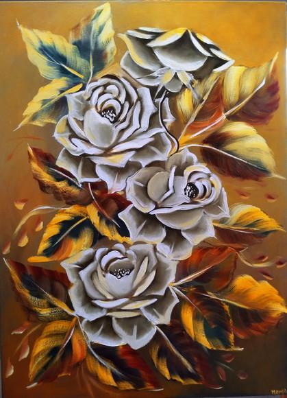 Quadros para Sala Pintura Tela Rosas Black Friday