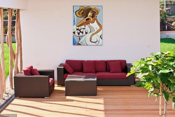 Quadros para Sala Pinturatela Mulher Cofee Time Black Friday