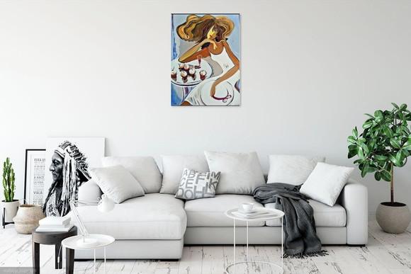 Quadros para Sala Pinturatela Mulher Cofee Time Black Friday