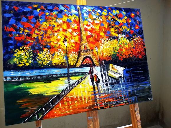 Quadros para Sala Tela Paisagem Paris Rio Sena Black Friday