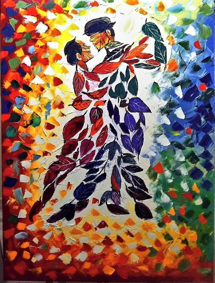 Quadros Pintura Abstrato Moderno Casal Dança Black Friday