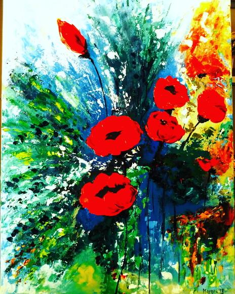 Quadros Pintura Abstrato Moderno Papoulas Black Friday
