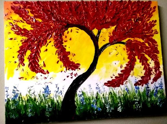 Quadros Pintura em Tela Abstrato Árvore da Vida Black Friday