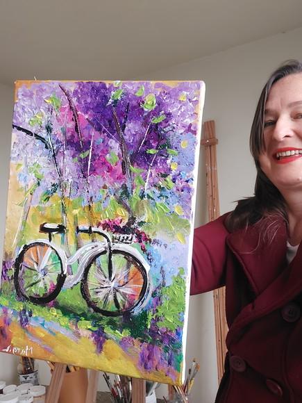 Quadros Pintura em Tela Abstrato Ciclista Esportes Bicicleta