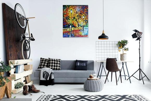 Quadros Pintura em Tela Abstrato Bicicleta Presente de Natal
