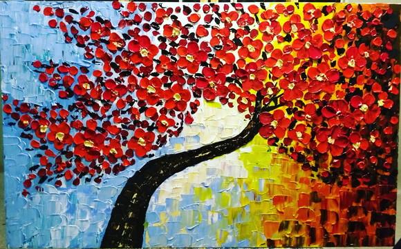 Quadros Pintura em Tela Abstrato Moderno Árvore Black Friday