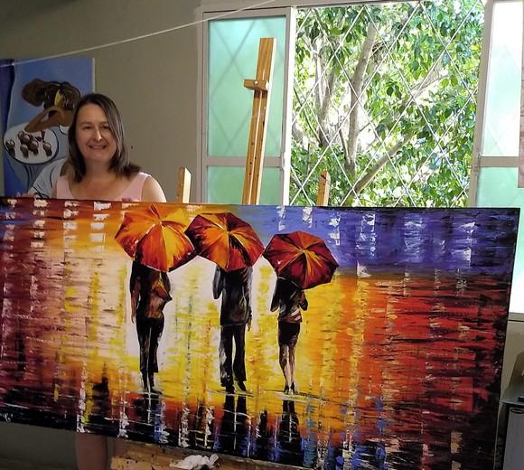 Quadros Pintura em Tela Abstrato Moderno Chuva União Juntos