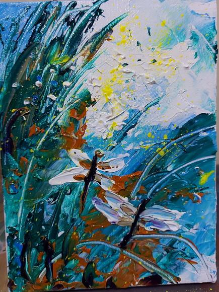 Quadros Pintura em Tela Abstrato Moderno Libélulas