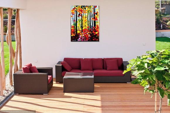 Quadros Pintura em Tela Abstrato Moderno Outono na Floresta