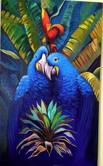 Quadros Pintura em Tela Amazônia Araras Azuis Black Friday
