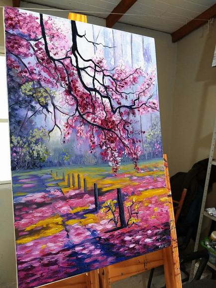 Quadros Pintura em Tela Alvorada Cor de Rosa Black Friday