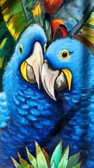 Quadros Pintura em Tela Amazônia Araras Azuis Black Friday