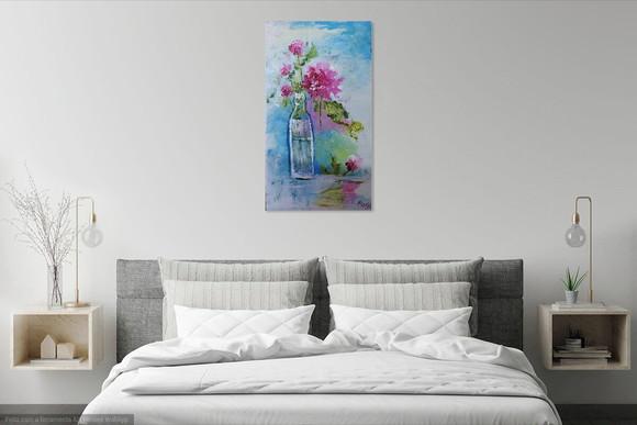 Quadros Pintura em Tela Aquarela Floral Abstrato Moderno