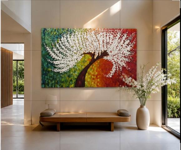 Quadros Pintura em Tela Árvore Branca Black Friday