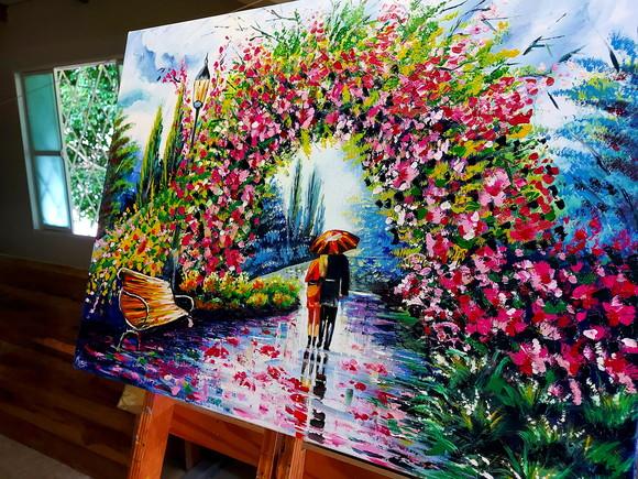 Quadros Pintura em Tela Arco de Flores Presente de Natal