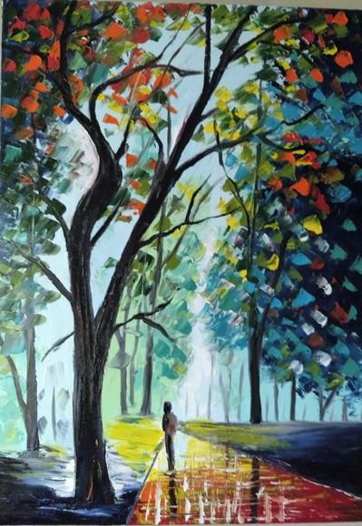 Quadros Pintura em Tela Caminhada no Parque Black Friday