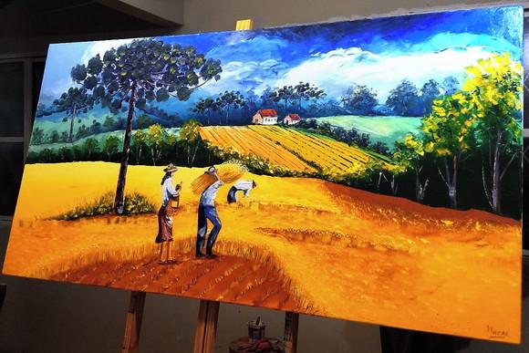 Quadros Pintura em Tela Campo Colheita Trigal Black Friday