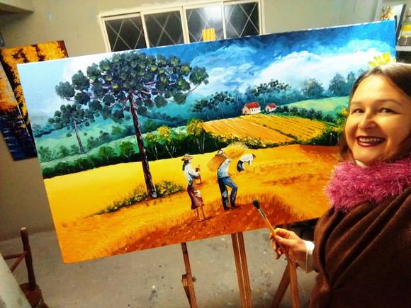 Quadros Pintura em Tela Campo Colheita Trigal Black Friday