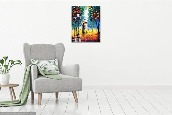 Quadros Pintura em Tela Casal com Cachorro Presente de Natal
