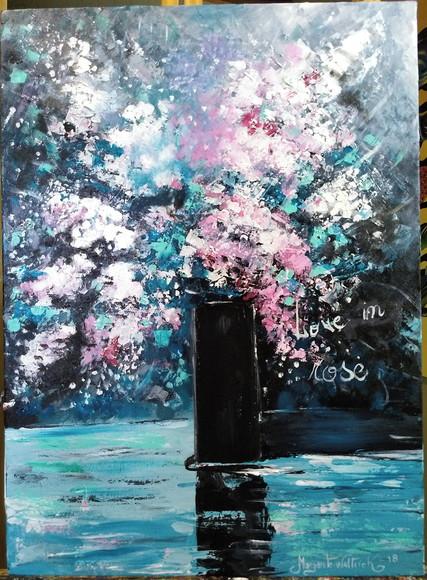 Quadros Pintura em Tela Floral Abstrato Moderno Love In Rose