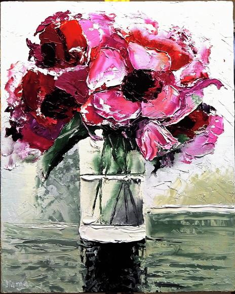 Quadros Pintura em Tela Floral Abstrato Rosas Black Friday