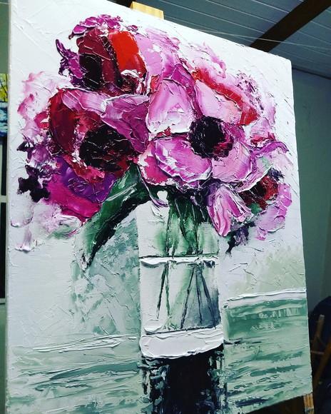Quadros Pintura em Tela Floral Abstrato Rosas Black Friday