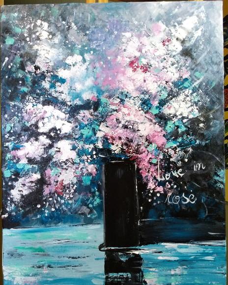 Quadros Pintura em Tela Floral Abstrato Moderno Love In Rose