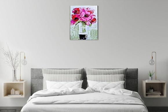 Quadros Pintura em Tela Floral Abstrato Rosas Black Friday