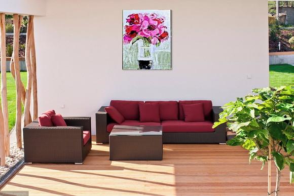 Quadros Pintura em Tela Floral Abstrato Rosas Black Friday