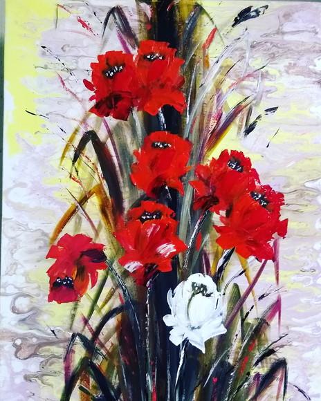Quadros Pintura em Tela Floral Abstrato Tulípas Black Friday