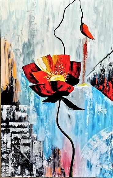 Quadros Pintura em Tela Floral Moderno Papoulas Black Friday