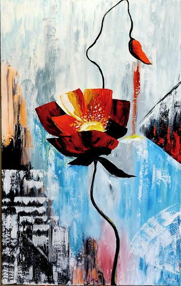Quadros Pintura em Tela Floral Moderno Papoulas Black Friday