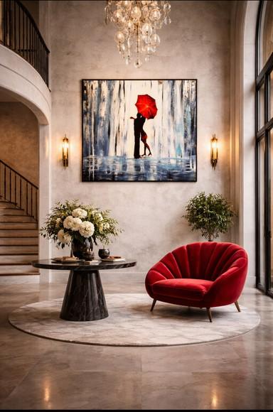Quadros Pintura em Tela Love Red Umbrela Black Friday