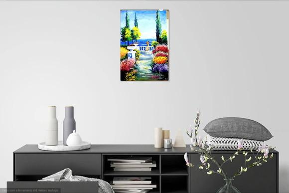 Quadros Pintura em Tela Mar Primavera Lago Azul Black Friday