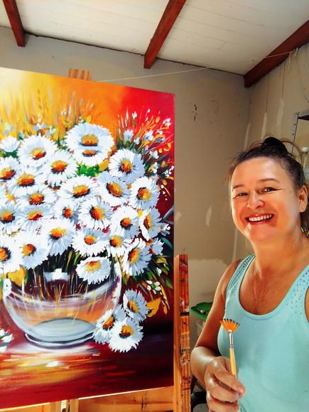 Quadros Pintura em Tela Margaridas Presente de Natal