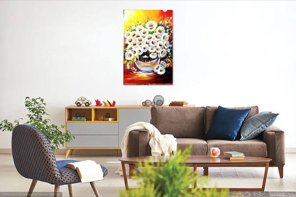 Quadros Pintura em Tela Margaridas Presente de Natal