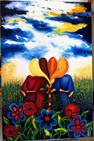 Quadros Pintura em Tela Mulheres Irmãs Colegas Amigas União