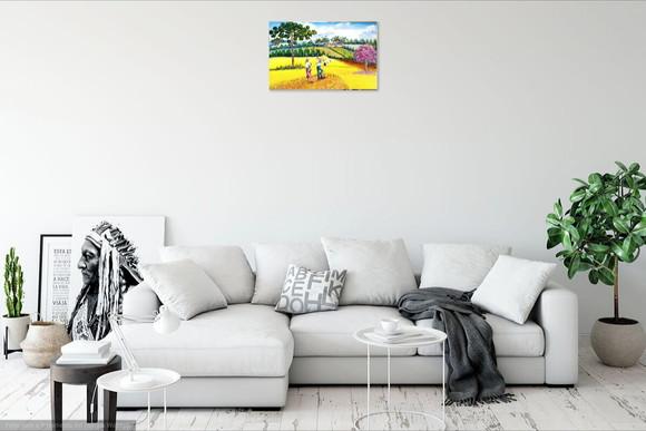 Quadros Pintura em Tela Paisagem Campo Colheita do Trigo