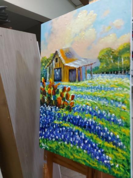 Quadros Pintura em Tela Paisagem Campo Florido Black Friday