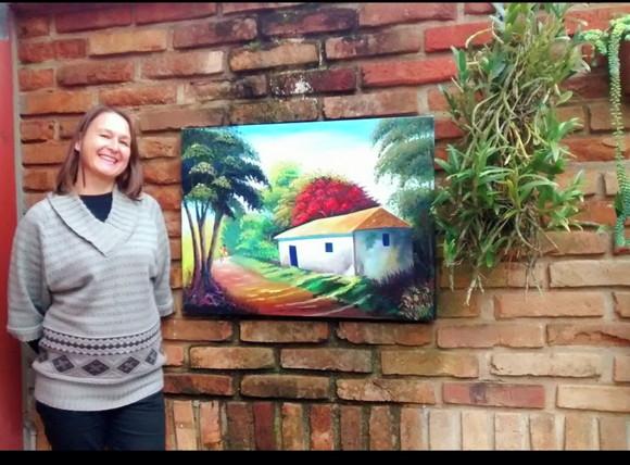 Quadros Pintura em Tela Paisagem Casa Caminho Bambuzal
