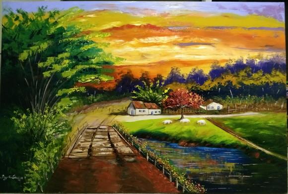 Quadros Pintura em Tela Paisagem Gado no Pasto Black Friday