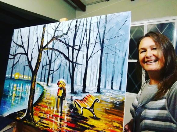Quadros Pintura em Tela Paisagem Inverno Lago Congelado