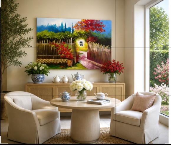 Quadros Pintura em Tela Paisagem Jardim Black Friday