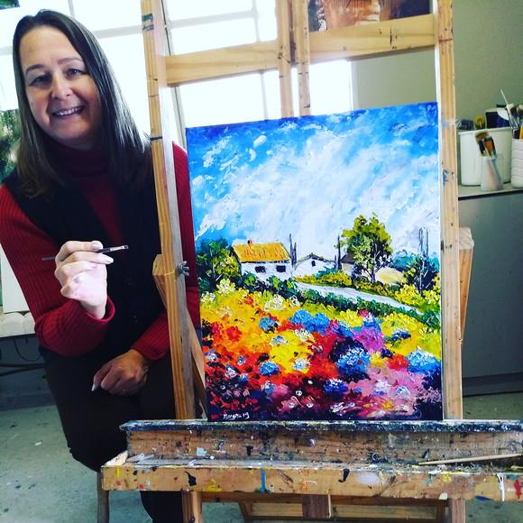 Quadros Pintura em Tela Paisagem Jardim da Minha Casa