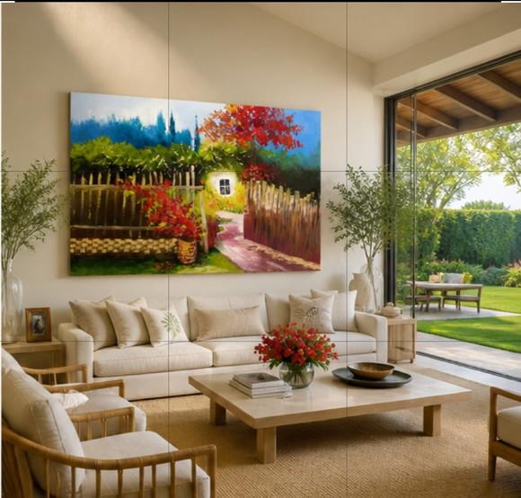 Quadros Pintura em Tela Paisagem Jardim Black Friday