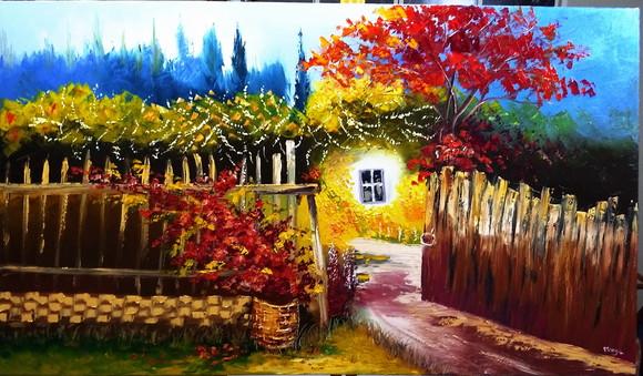 Quadros Pintura em Tela Paisagem Jardim Black Friday
