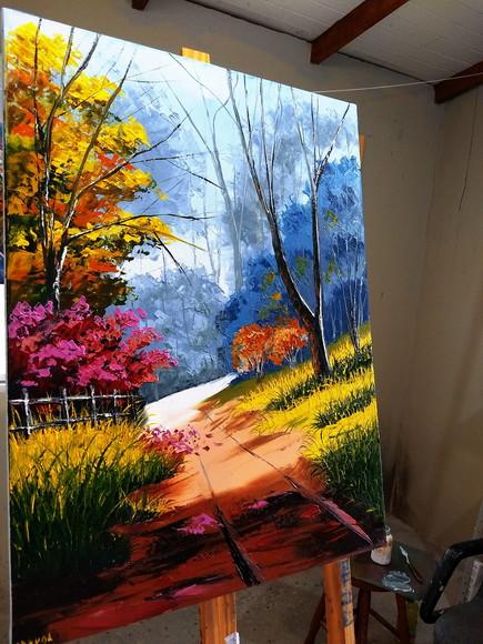 Quadros Pintura em Tela Paisagem Primavera Presente de Natal