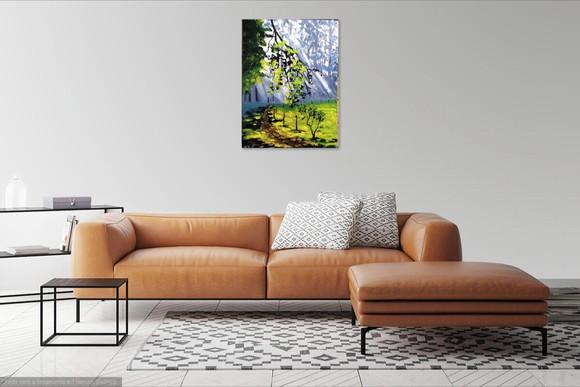 Quadros Pintura em Tela Paisagem Raios de Sol na Floresta